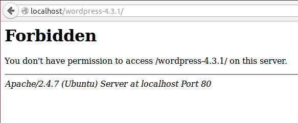 Forbidden screen in Ubuntu localhost